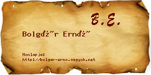 Bolgár Ernő névjegykártya